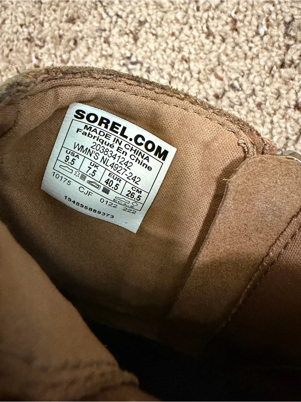 Sorel Women's Evie Zip Leather Boot Rain Boots Wedges Tan Brown Size 9.5